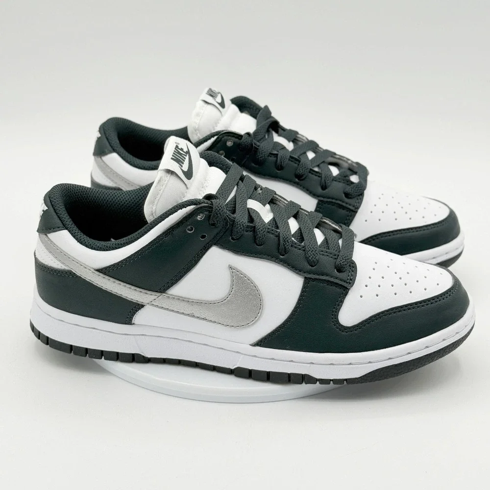 Nike Dunk Low Size 8.5 Womens Seaweed/Metallic Silver-White IO7450-364, NEW